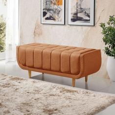 Recamier Alemanha 1,30m Com Base Madeira Linho Sofatec Tijolo