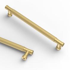 Asidrama Pacote com 10 puxadores de armário dourados escovados de 192 mm, puxadores de armário de cozinha serrilhados, puxadores de armário de cozinha para puxadores de gaveta de armário