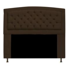 Cabeceira Estofada Geovana 195 cm King Size Com Capitonê Suede Marrom 