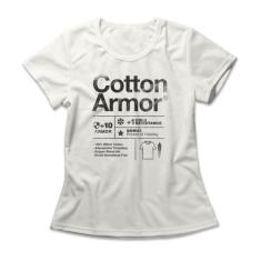 Camiseta Feminina Cotton Armor - Studio Geek, G, Off white