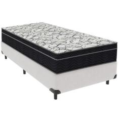 Cama Box Branco e Colchão Airtech 150 Espuma D45 Solteiro Ortobom