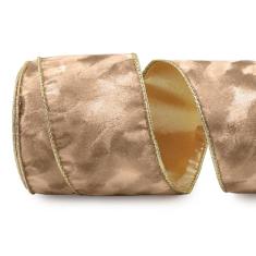 Glodecart Fita de Natal para presentes de embrulho de laço de guirlanda, fita de veludo dourada champanhe para embrulho de presente enfeite de Natal, suprimentos de festa, decoração, artesanato, 6,3