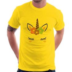 Camiseta Unicórnio Cílios - Foca na Moda, Amarelo, G