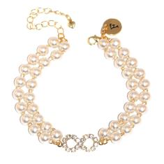 Pulseira Infinito Perola Inicial Lembrancinha Folheado 18k