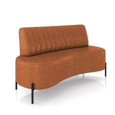 Sofá 2 Lugares Living 160cm Pé Ferro Pto Maraú Sintético Pu K01 - D\'rossi Cor Nozes