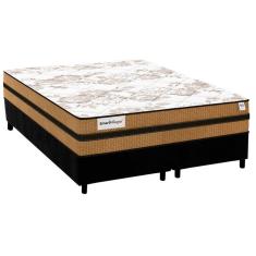Cama Box Queen: Colchão Molas MasterPocket Ensacadas Plumatex Smart Milano + Base crc Suede Black (158x198)