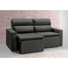 Sofá 3 Lugares Retrátil e Reclinavél Hanôver Suede Grafite 180 cm