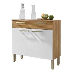 Balcão De Cozinha 90cm Nala 2 Portas 2 Gavetas Kits Paraná Freijó Supremo Ripado