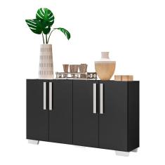 Aparador Buffet 4 Portas Com Pés Quadrados Preto/branco