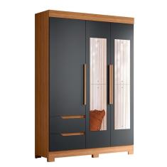Guarda Roupa Vivacce Solteiro 3 Portas Com Espelho Albatroz Nature/titanium