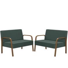 Kit Poltrona Decorativa 2 Namoradeiras Jade Braço Madeira D Salla Sued