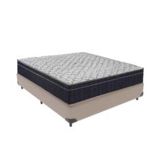 Cama + Box Casal Colchão Ortobom D45 Airtech Extra Firme, Bege