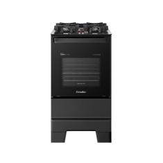 Fogão Esmaltec 4 Bocas Ideal Master Glass Mesa de Vidro Forno 50 Litros Preto T4VFP Bivolt
