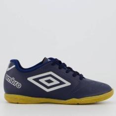 Chuteira Umbro Class 2.2 Futsal Juvenil Marinho e Prata-Unissex