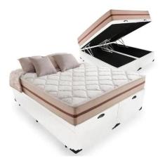 Conjunto Baú Queen e Colchão Classic Molas Ensacacas Anjos Branco