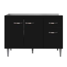 Balcão de Cozinha Elsa para Pia de 120cm Preto - Montanaris Decor