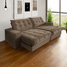 Sofá Califórnia Retrátil e Reclinável 4 Lugares 2,30m com Molas Ensacadas e Pillow Castor  