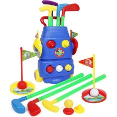 Conjunto de golfe para crianças TeganPlay com carrinho de golfe, 4 tacos, 3 bolas e mais