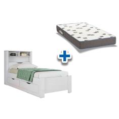 Colchão Solteiro Light D33 Ortobom + Cama Invicta C/ 2 Gavetas Branco