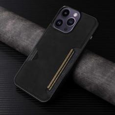 Capa de telefone com suporte de cartão para iPhone 15 14 13 12 11 Pro Max Mini XS XR X SE 2020 2022 7 8 Plus Capa de couro PU carteira, preta, para iPhone 12 Mini