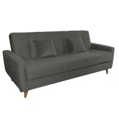 Sofá Cama Casal Reclinável Com Baú Pamela - Veludo Chumbo