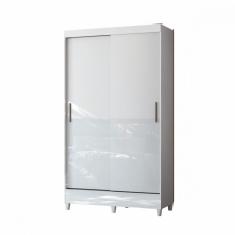 Guarda Roupa Solteiro com Pés 2 Portas de Correr Branco New Opção