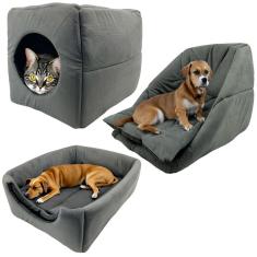 Cama Toca Iglu 3 em 1 Suede Cachorro Gato Frio Quente Pet G