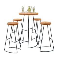 Kit Mesa Bistrô Redonda E 4 Banquetas Alta Astra Base Metálica - Pallazio