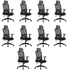 Kit com 10 Cadeira para Escritório Office Dallas Preto