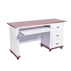 Escrivaninha 3 Gavetas + Porta Teclado Liberado e Pés Torneados - Tomm