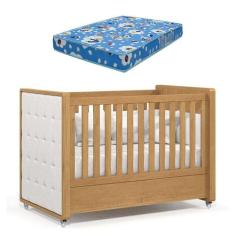 Berço Americano Tutto New Freijó com Capitonê New Boucle e Colchão Ort