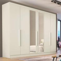 Guarda Roupa Casal com Espelho 6 Portas 6 Gavetas - Oslo-Off White - M