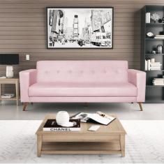 Sofá 3 Lugares 200cm Marisa Suede Yescasa Rosa Bebê