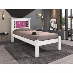 Cama Solteiro Reversível Lavínia Branco/rosa - Framar Móveis