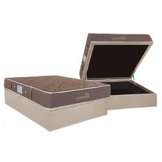 Cama Box Baú Casal: Colchão Molas Herval Bonnel Suite Master + Base Crc Suede Clean(138X188)