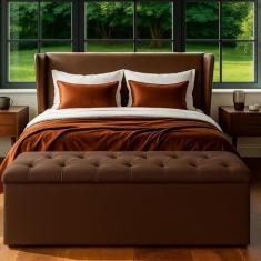 Recamier Bau Estofado Casal King Padrão Anita 195 cm Veludo - BELA DO 