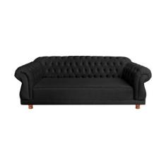 Sofá Chesterfield Capitone Elisabeth Suede Preto 2,00cm - NOVO ENCANTO