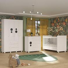 Quarto Completo Pimpolho com berço 3 em 1 com rodízios Multimóveis Branco