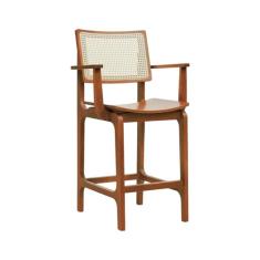 Banqueta Alta Bistrô Gus c/Braços - Amêndoa - Madeira
