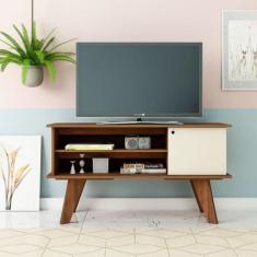 Rack para TV até 50 Polegadas 1 Porta Frank Artely, Pinho/OffWhite