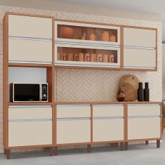 Cozinha Completa Modulada Maitê New 100% MDF Tuboarte 10 Portas e 4 Gavetas Vidro Reflecta