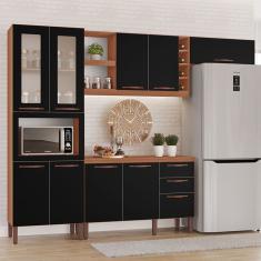 Cozinha Completa Modulada Tuboarte Larissa 100% MDF com Balcão 9 Portas 3 Gavetas e Adega