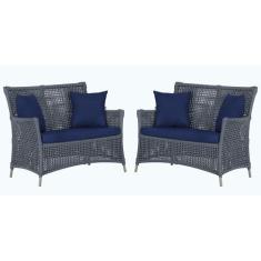 2 Sofás Área Externa Igapó Alumínio Pintura Fendi Corda Náutica Estofa