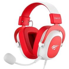 Headset Gamer Havit H2002D, Drivers 53mm, P3, XBOX ONE e PS4, Branco e Vermelho - HV-H2002WR-Unissex
