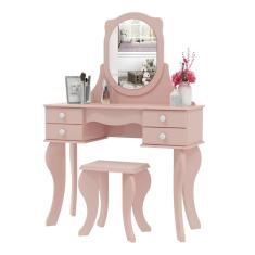 Penteadeira Patrimar Princesa 4 Gavetas com Banqueta Rosa