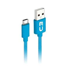 Cabo USB-Micro USB C3Plus CB-M11BL 1M Azul - Compatível com Android USB-Micro Corrente 2A