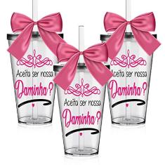 3 Copos Convite Personalizados para Daminha