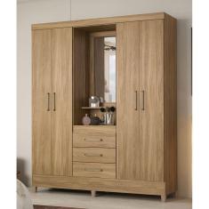 Guarda Roupa Roupeiro Solteiro 43220 04 Portas 03 Gavetas Pérsia Amendola Touch Demóbile 