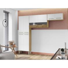 Cozinha Compacta 2 Peças Armario 4 Portas Balcão Suspenso 4 Portas Nala Kits Paraná Freijó/Supremo/Freijó