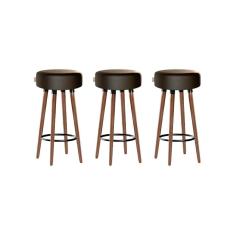 Kit 3 Banquetas Alta Pés Palito Roma Marrom Escuro 70cm